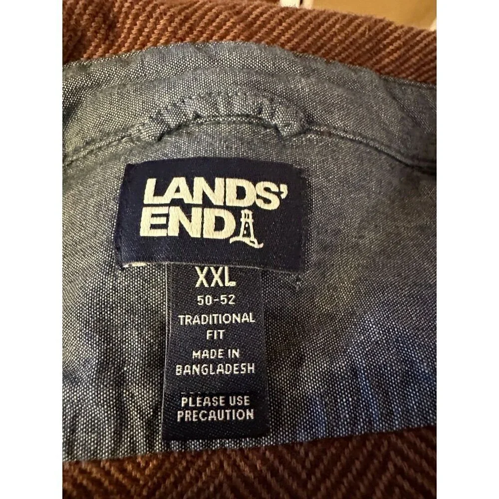 Mens XXL/Tall LANDS END Heavyweight Brown Herringbone l/s Cabincore Shirt - Picture 10 of 11